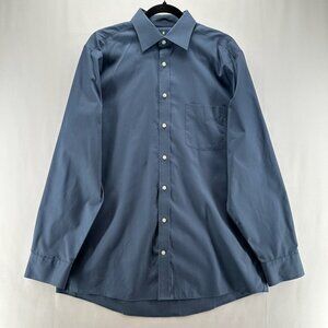Stafford Travel Easy Care Broadcloth Shirt Men Sz L Button Up Long Sleeves Blue